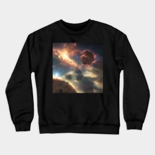 Planets Nebula Cloud In Dark Space Crewneck Sweatshirt